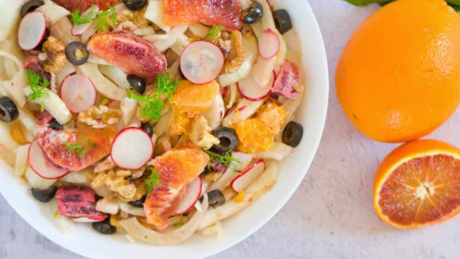 Blood Orange and Fennel Salad in a bowl.