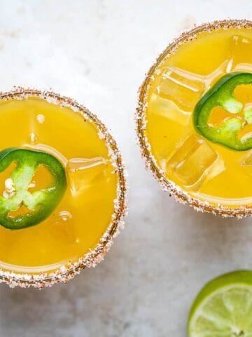 Margarita with tropical passion fruit flavor.