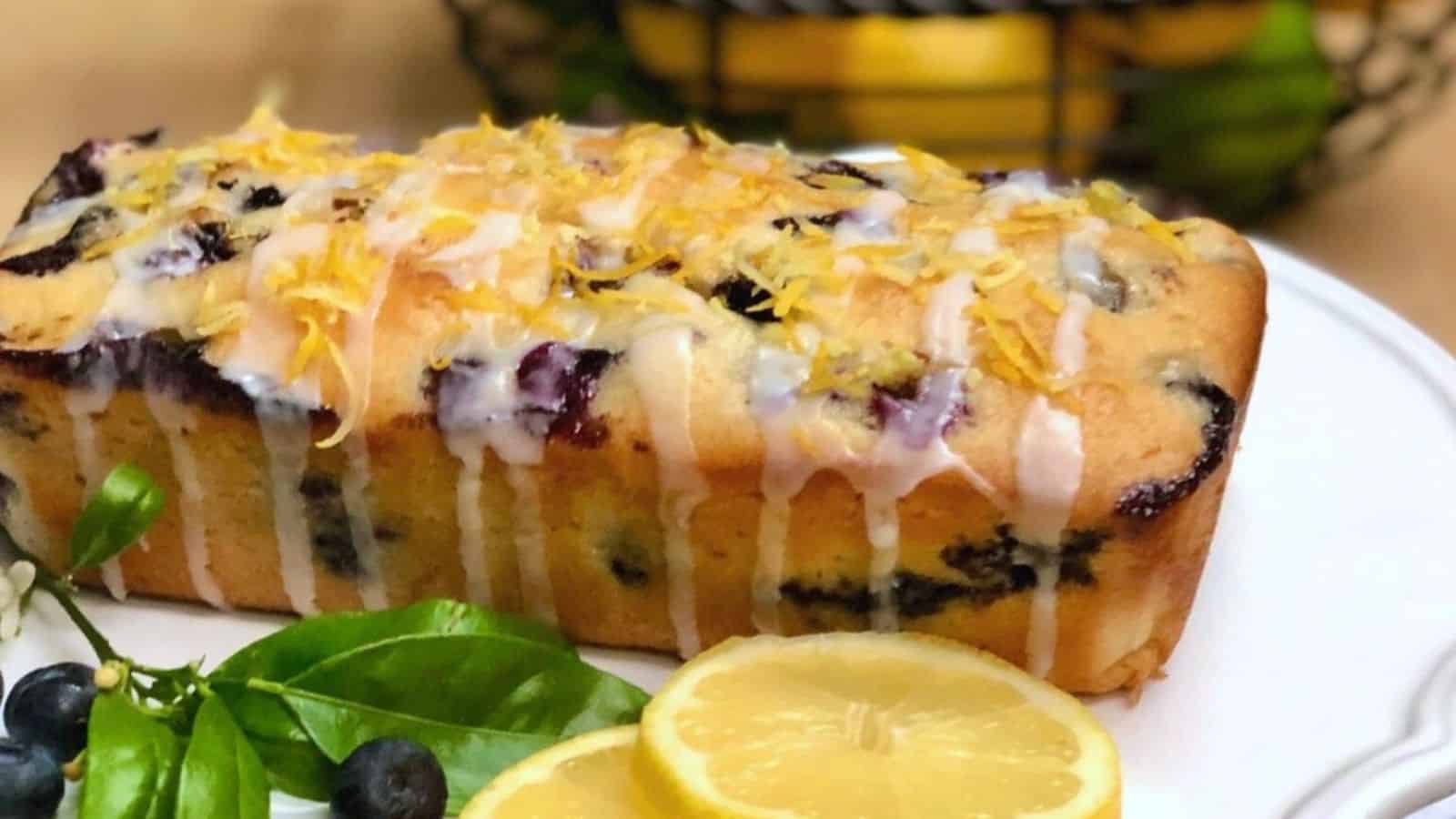 Lemon blueberry bread with bright citrus flavor and bursts of juicy blueberries.