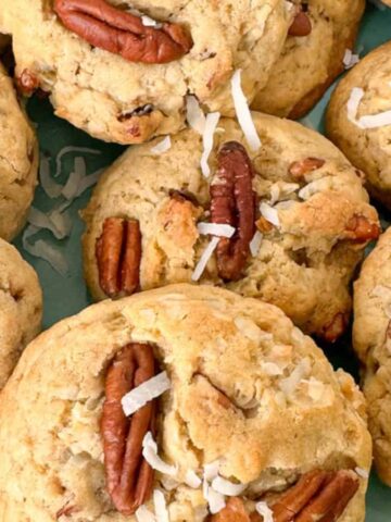 Coconut Pecan Cookies on a green plate.