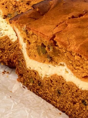 Cream Cheese Pumpkin Bread on a plate.
