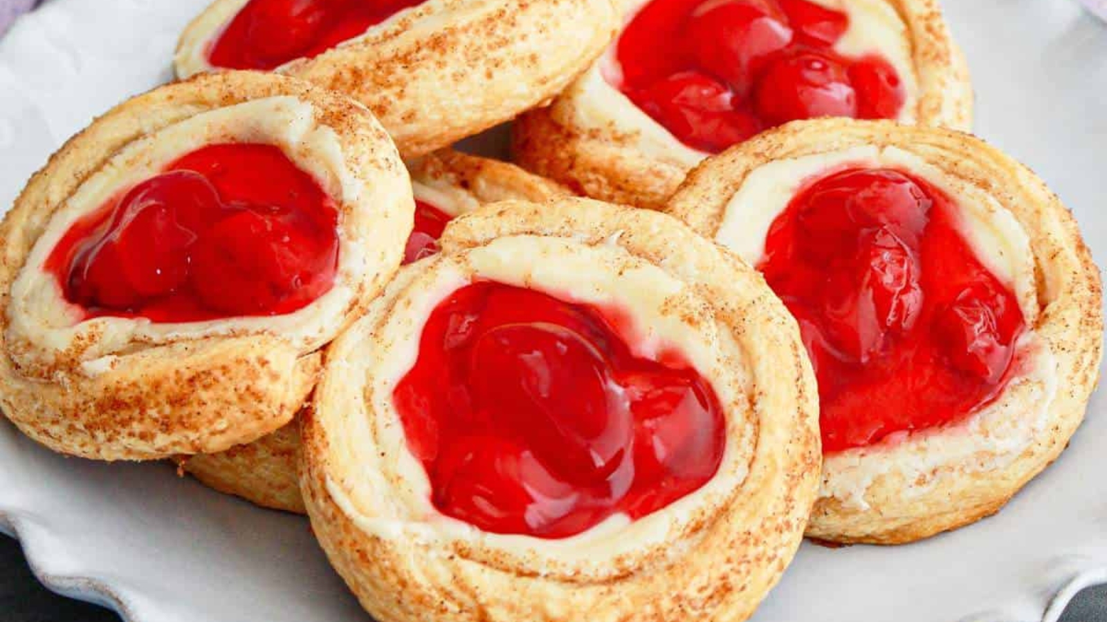 Crescent roll Danish filled with cream cheese and baked golden.