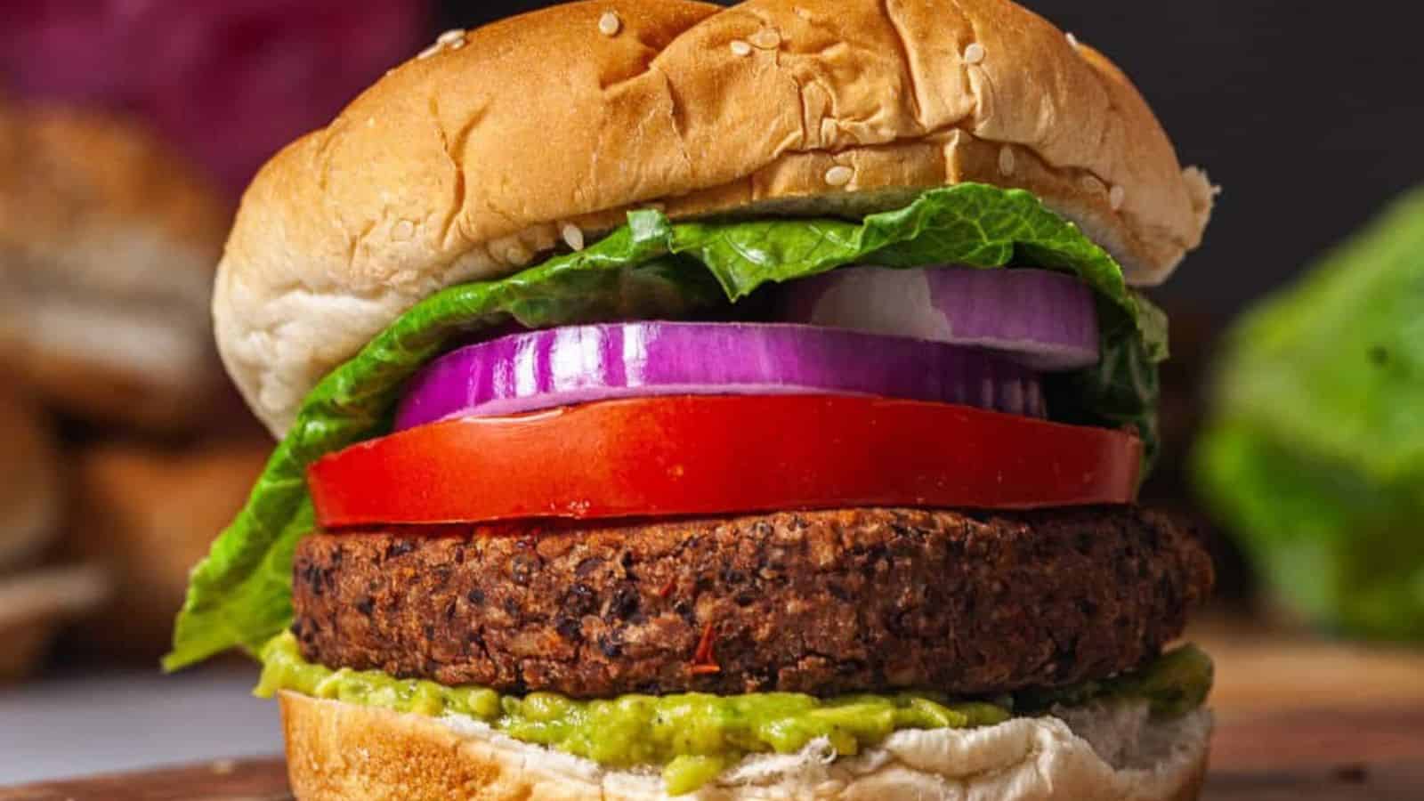 Black bean burgers cooked with crisp edges and served on soft buns.