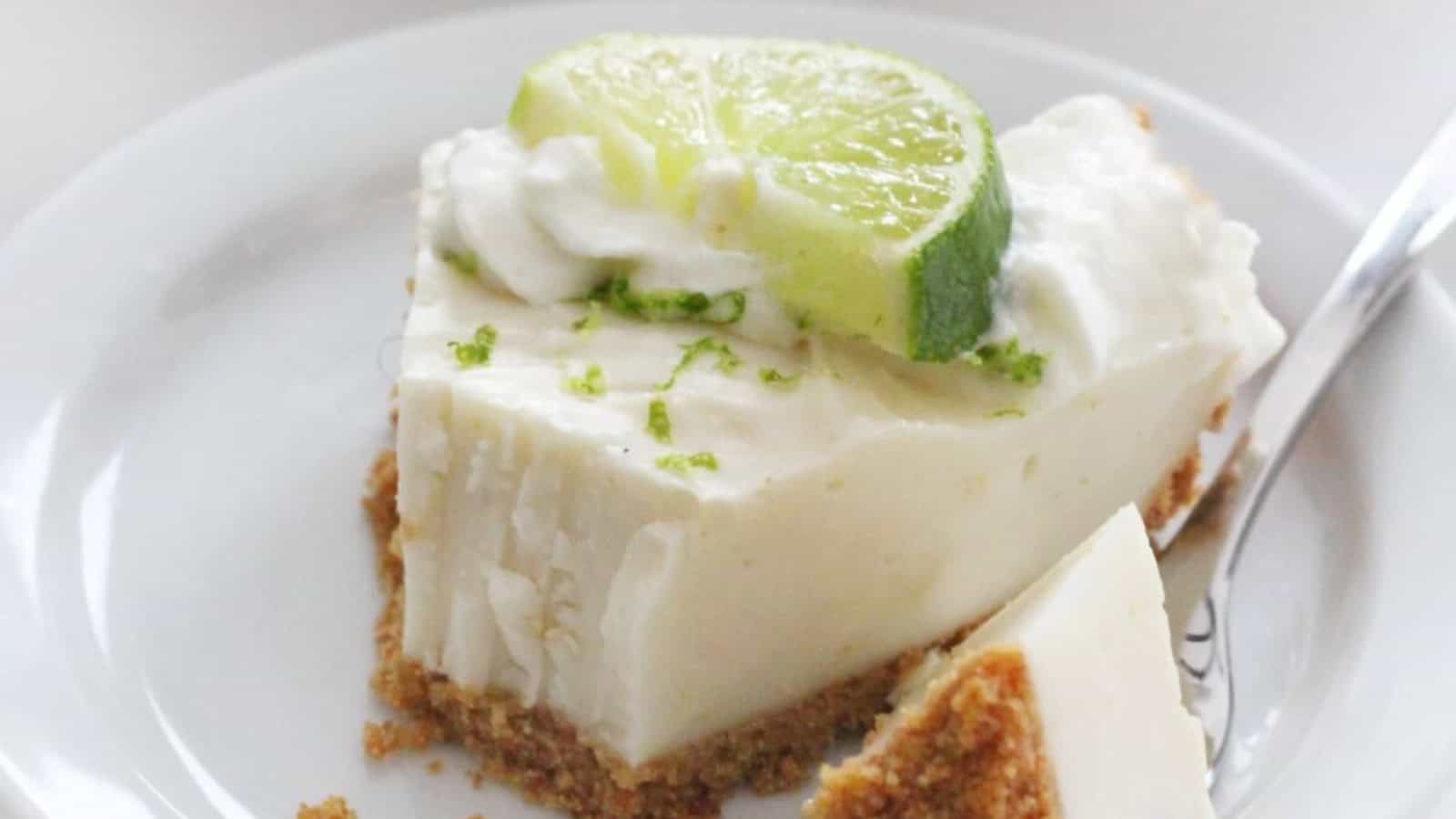 Key lime pie with creamy filling and graham-style crust.