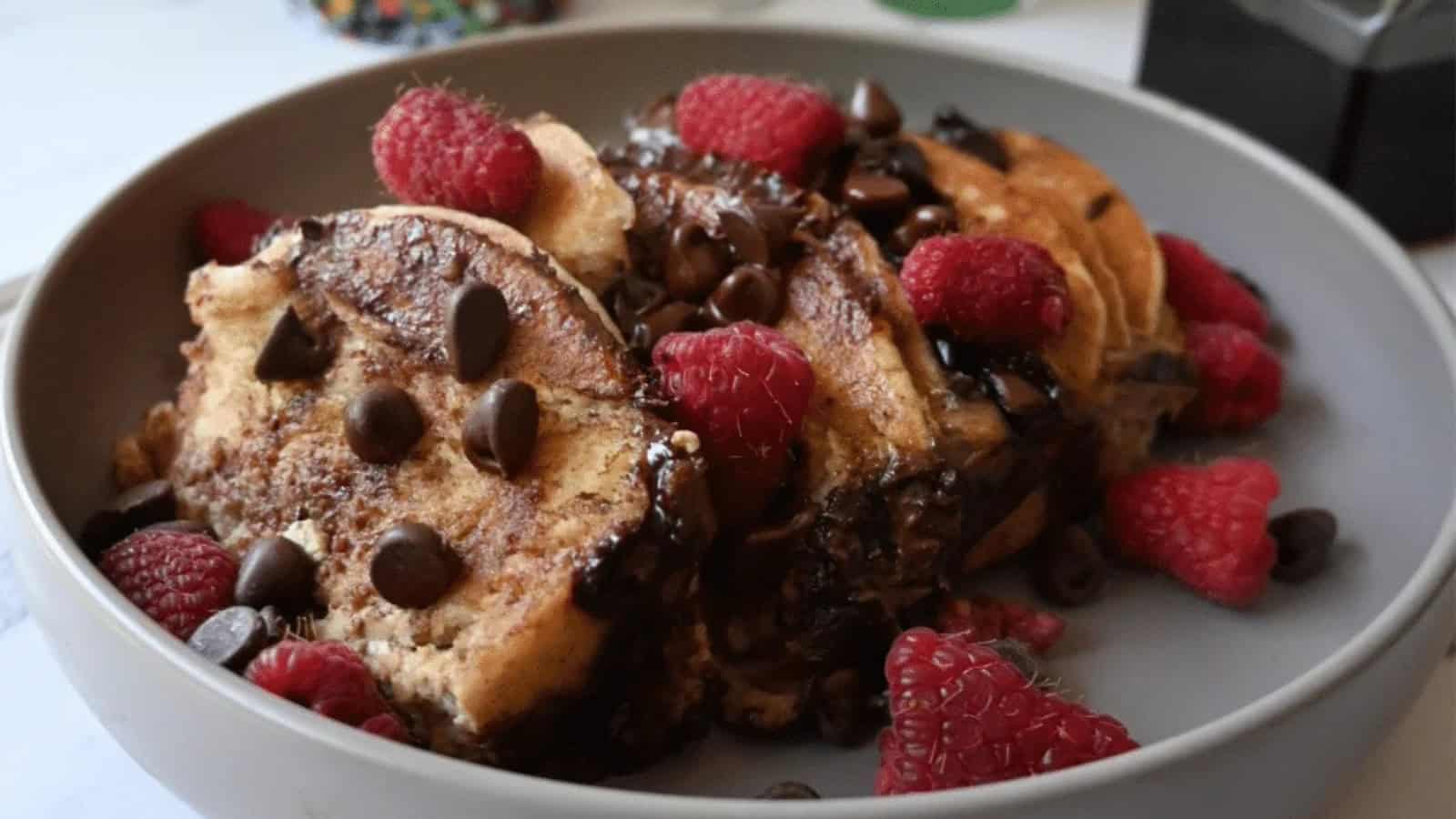 Pancake casserole baked fluffy with a golden top.