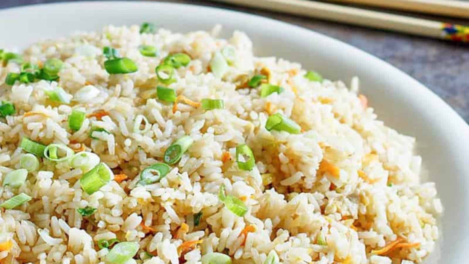 Restaurant-style fried rice with vegetables, eggs, and butter.