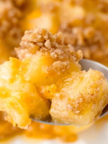Pineapple Cheese Casserole on a plate.
