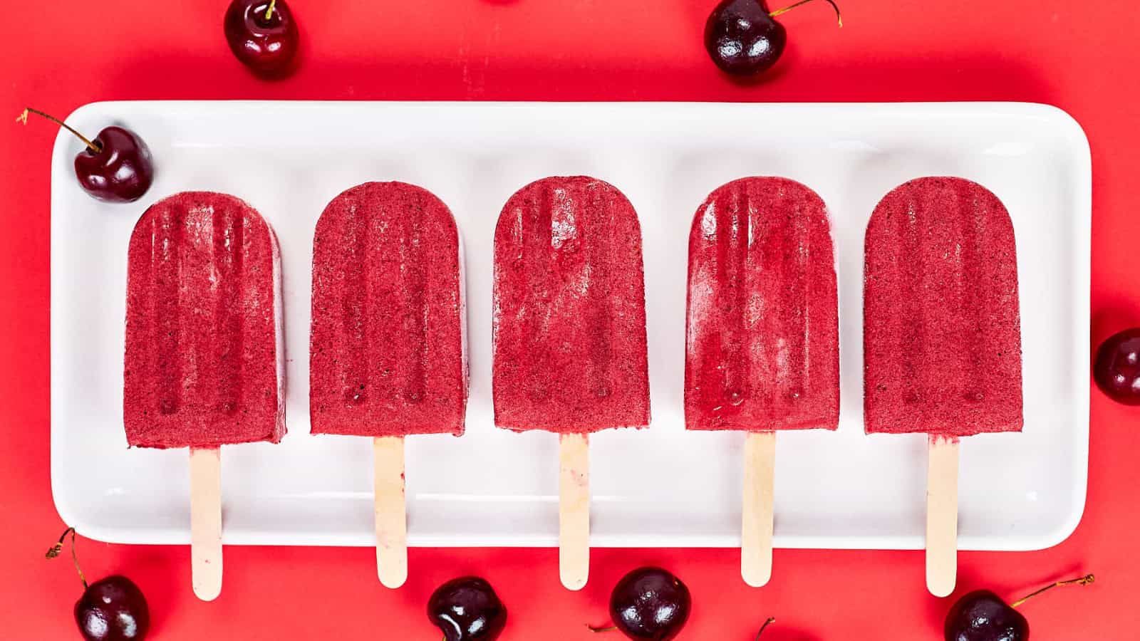 Refreshing cherry popsicles with a naturally sweet fruit flavor.