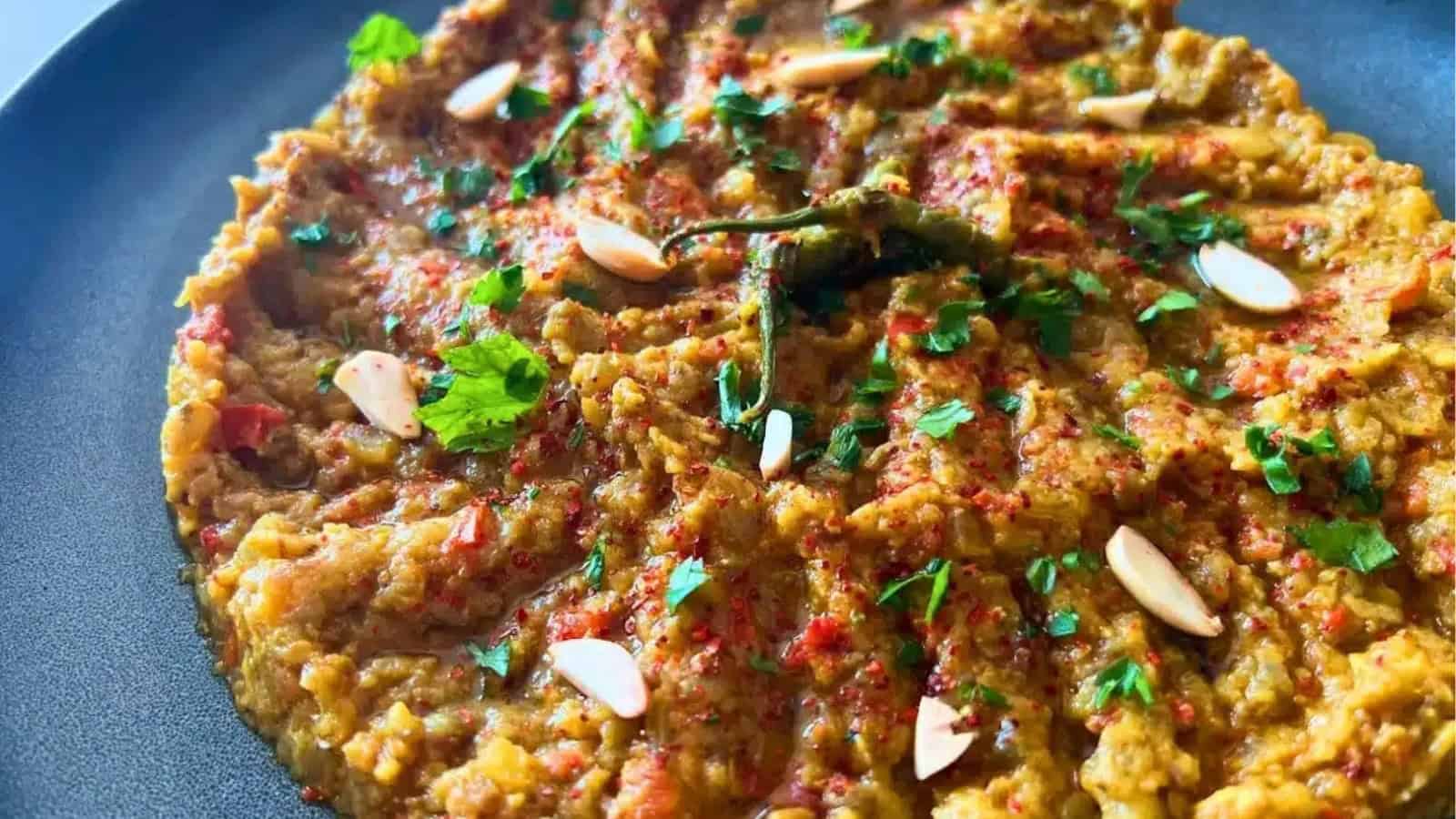 Creamy roasted eggplant dip blended with Persian-inspired flavors.